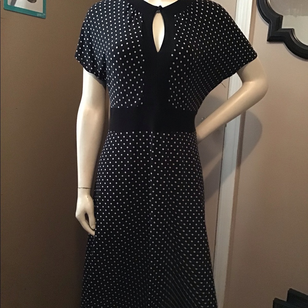 Black & white polka dot A-Line Dress with back tie